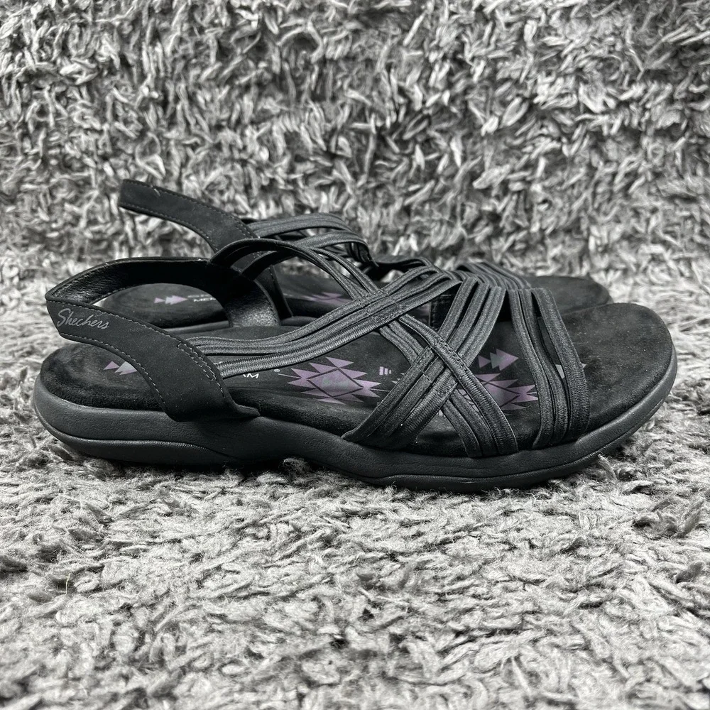 SKECHERS Reggae Simply STRETCH Slingback SANDALS in Black WOMEN'S Size 8 US